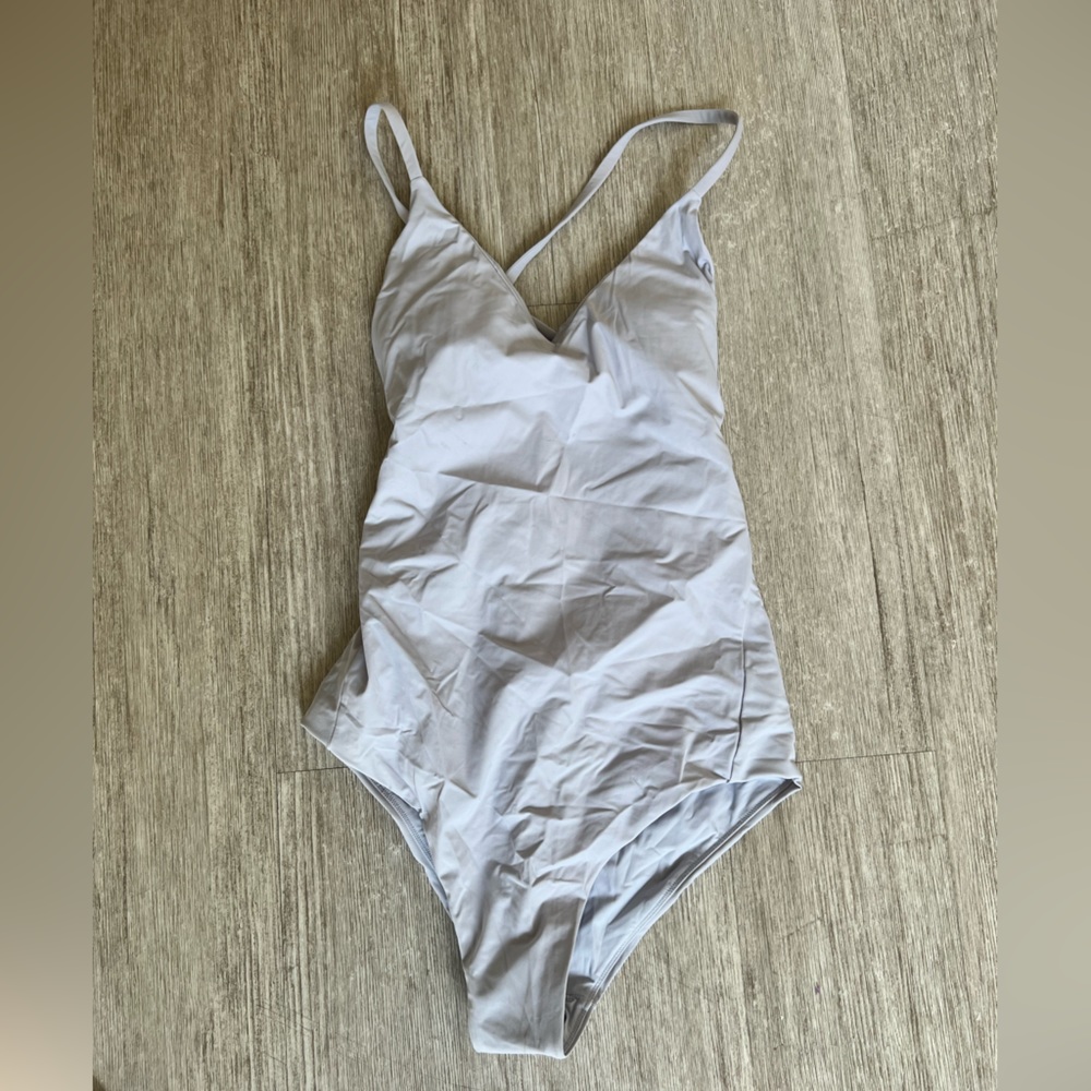 NWOT - silver/light gray one piece bathing suit from lululemon